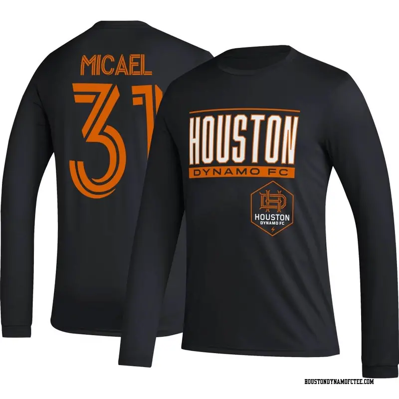 Men's Houston Dynamo FC ＃31 Micael Black Name & Number Club Long Sleeve T-Shirt