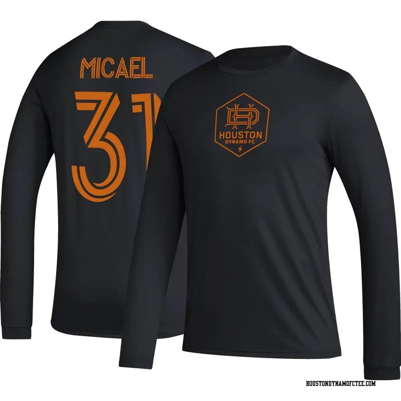Men's Houston Dynamo FC ＃31 Micael Black Name & Number Icon Long Sleeve T-Shirt