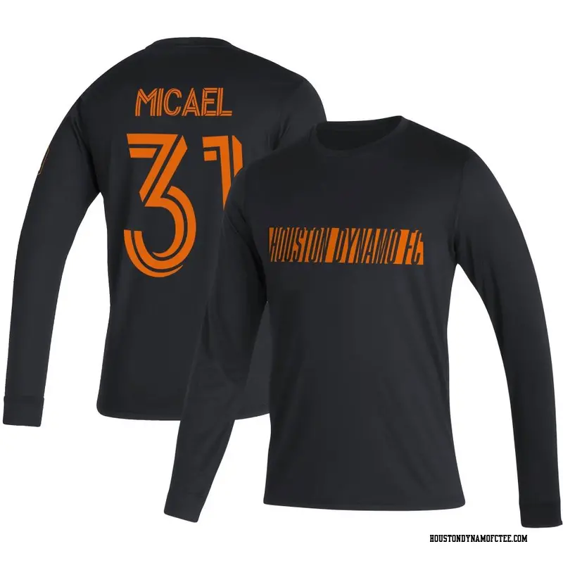 Men's Houston Dynamo FC ＃31 Micael Black Name & Number Vintage Performance Long Sleeve T-Shirt