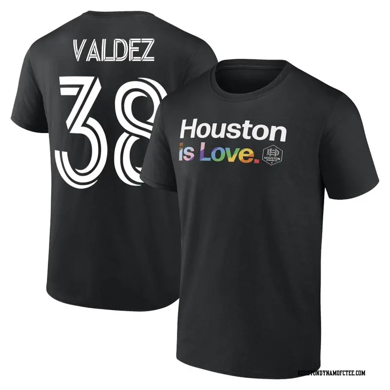Men's Houston Dynamo FC ＃38 Xavier Valdez Black Name & Number City Pride T-Shirt