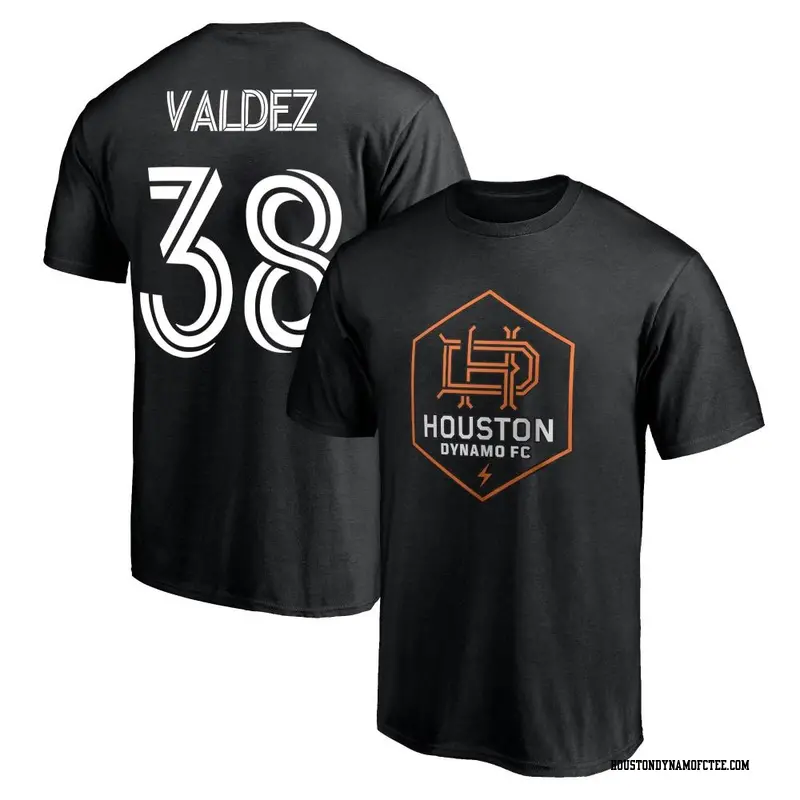 Men's Houston Dynamo FC ＃38 Xavier Valdez Black Name & Number Icon T-Shirt