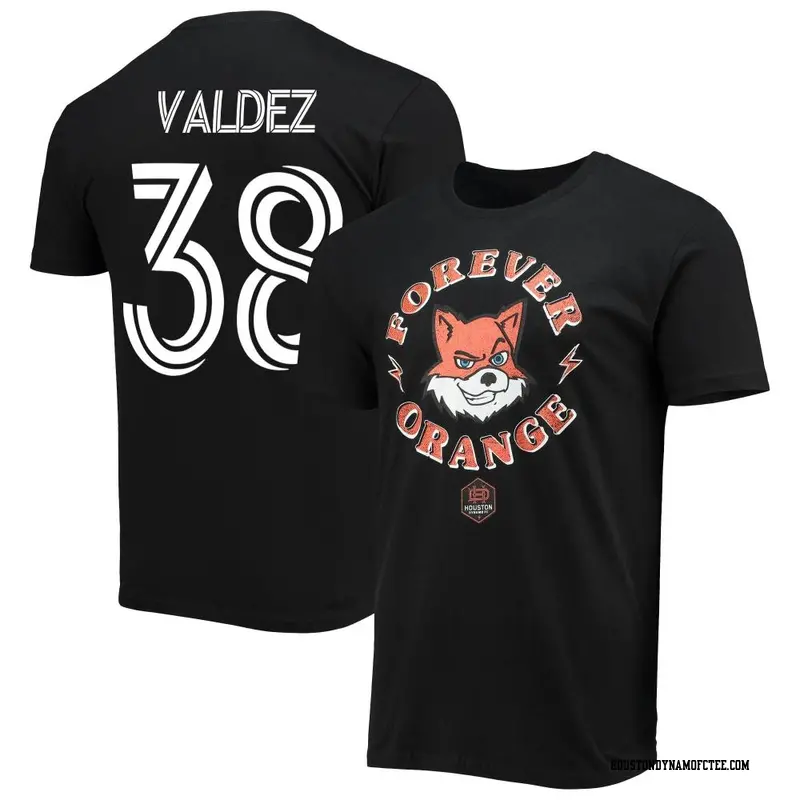 Men's Houston Dynamo FC ＃38 Xavier Valdez Black Name & Number Mascot T-Shirt