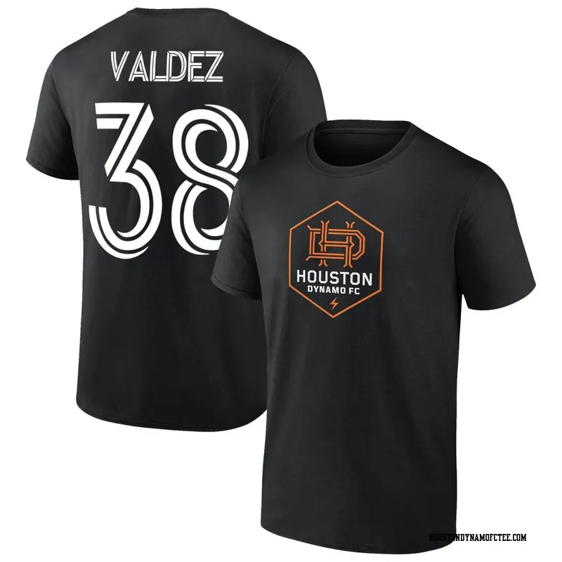 Men's Houston Dynamo FC ＃38 Xavier Valdez Black Name & Number T-Shirt