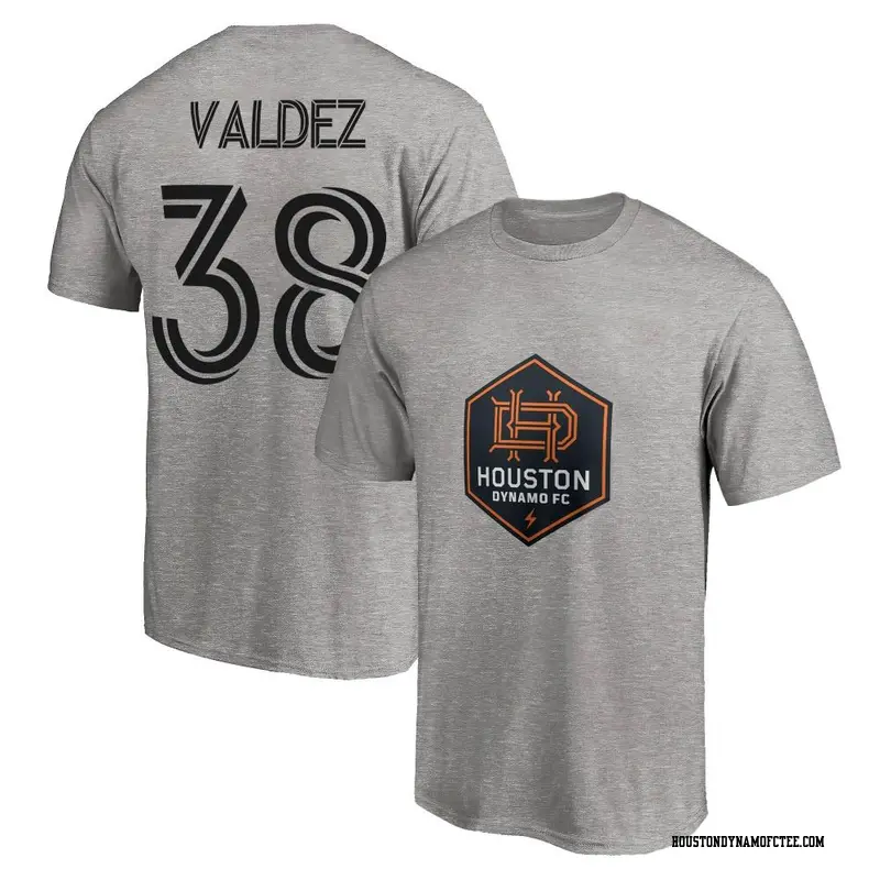 Men's Houston Dynamo FC ＃38 Xavier Valdez Gray Heather Name & Number T-Shirt