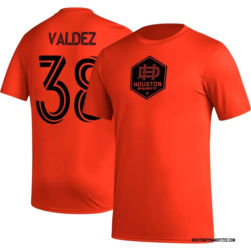 Men's Houston Dynamo FC ＃38 Xavier Valdez Orange Name & Number Icon T-Shirt