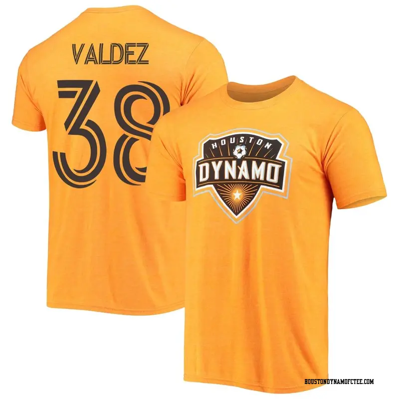 Men's Houston Dynamo FC ＃38 Xavier Valdez Orange Name & Number Primary T-Shirt