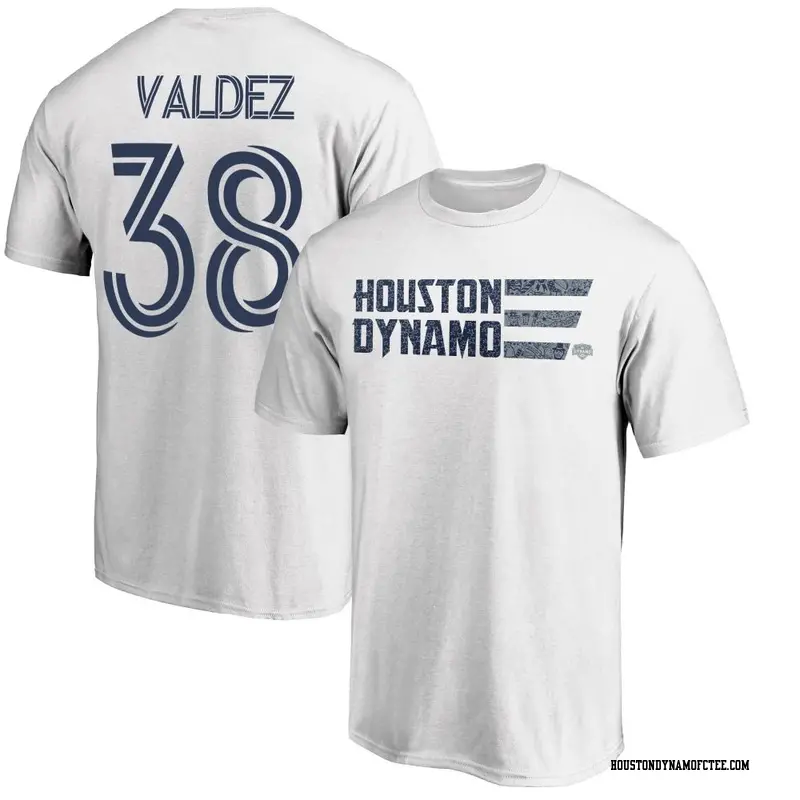Men's Houston Dynamo FC ＃38 Xavier Valdez White Name & Number Americana Patriotic Club T-Shirt