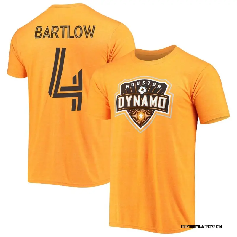 Men's Houston Dynamo FC ＃4 Ethan Bartlow Orange Name & Number Primary T-Shirt