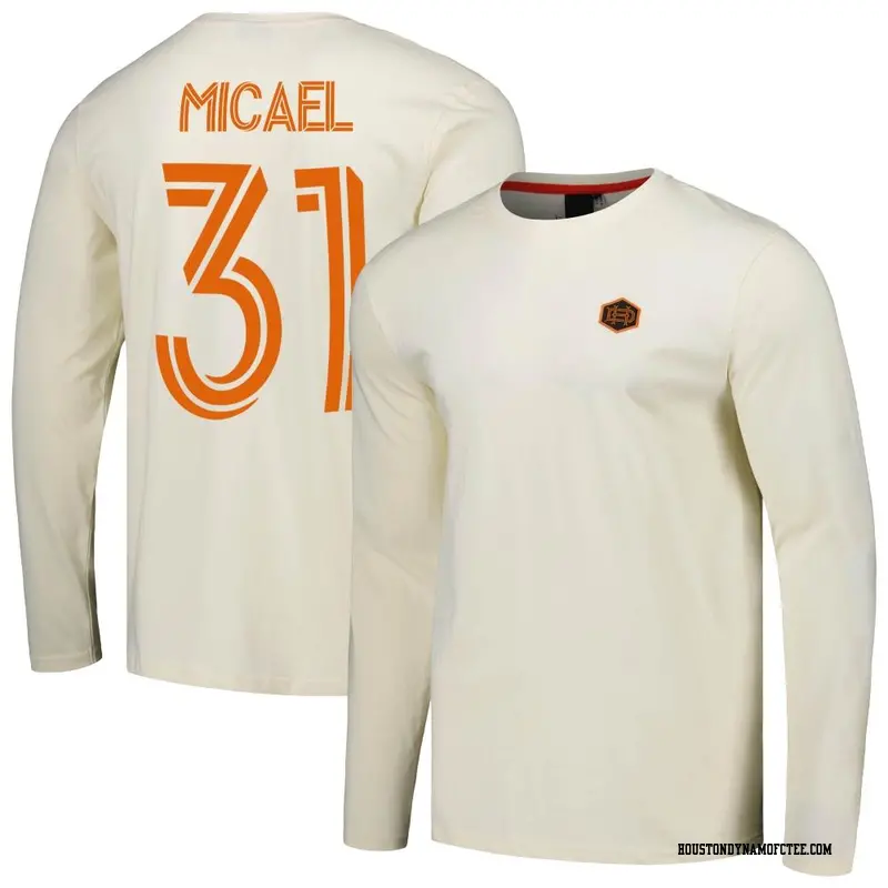Youth Houston Dynamo FC ＃31 Micael Cream Name & Number Local Heavy Long Sleeve T-Shirt
