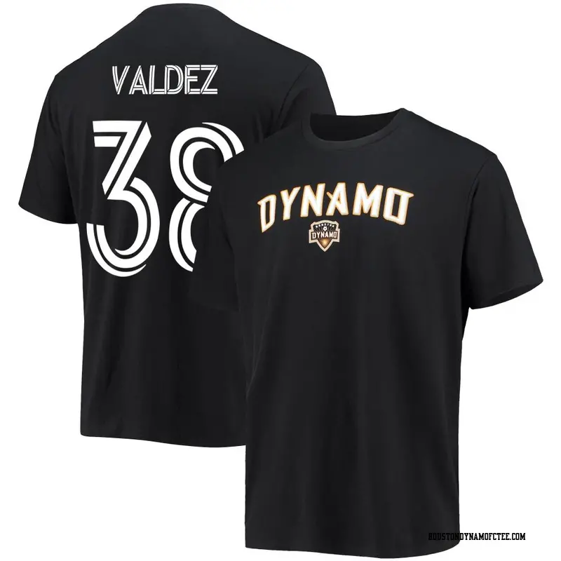 Youth Houston Dynamo FC ＃38 Xavier Valdez Black Name & Number Iconic Series Sweep T-Shirt