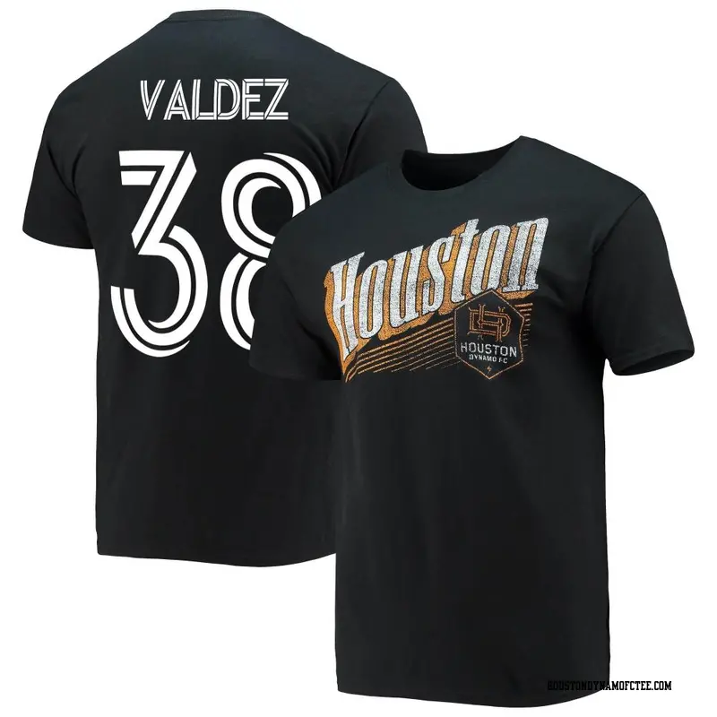 Youth Houston Dynamo FC ＃38 Xavier Valdez Black Name & Number Winning Streak T-Shirt