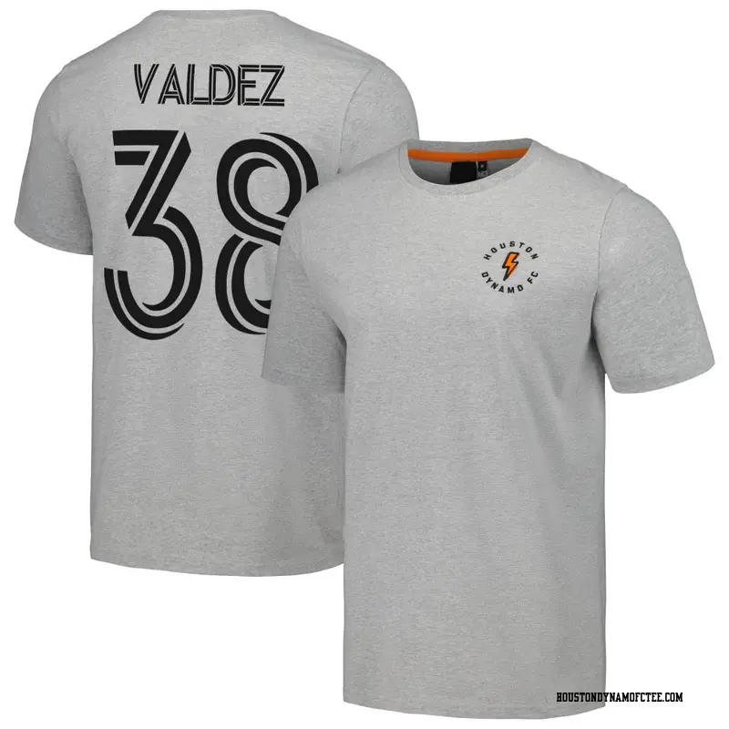 Youth Houston Dynamo FC ＃38 Xavier Valdez Gray Name & Number Culture Heavy T-Shirt