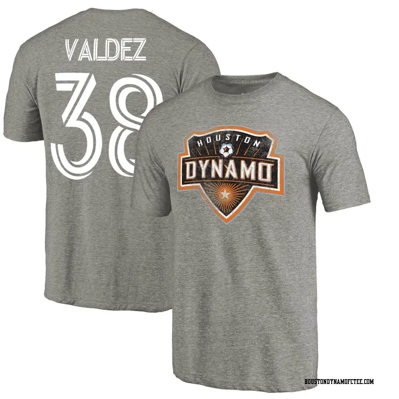 Youth Houston Dynamo FC ＃38 Xavier Valdez Gray Name & Number Distressed Primary T-Shirt