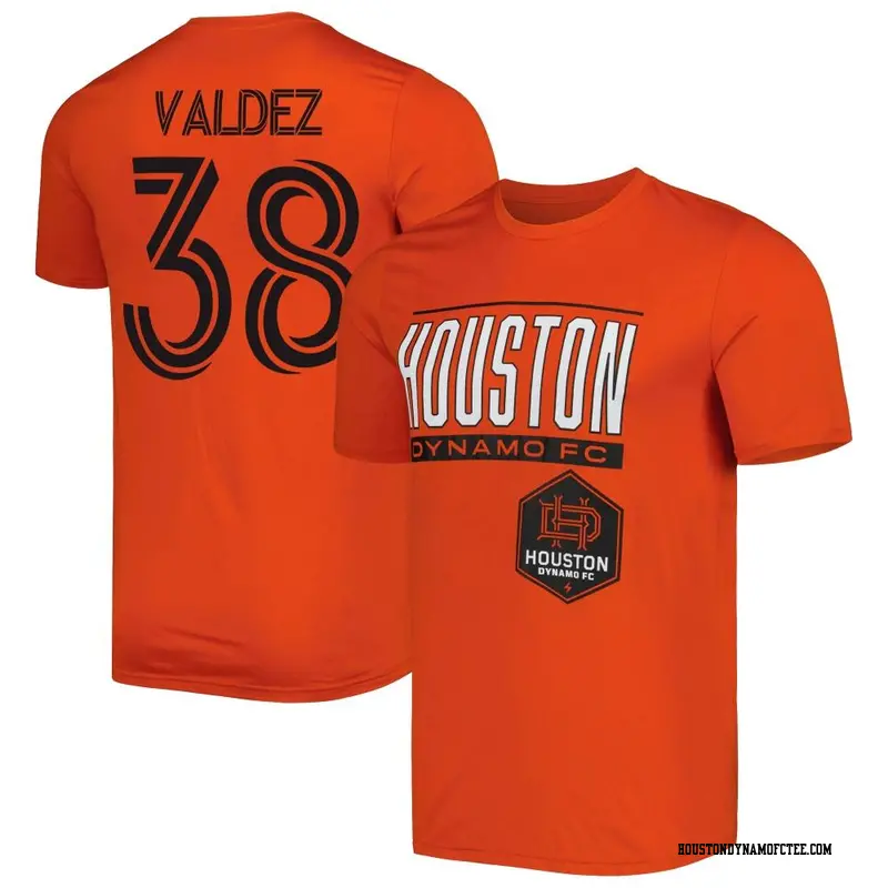 Youth Houston Dynamo FC ＃38 Xavier Valdez Orange Name & Number Club Performance T-Shirt