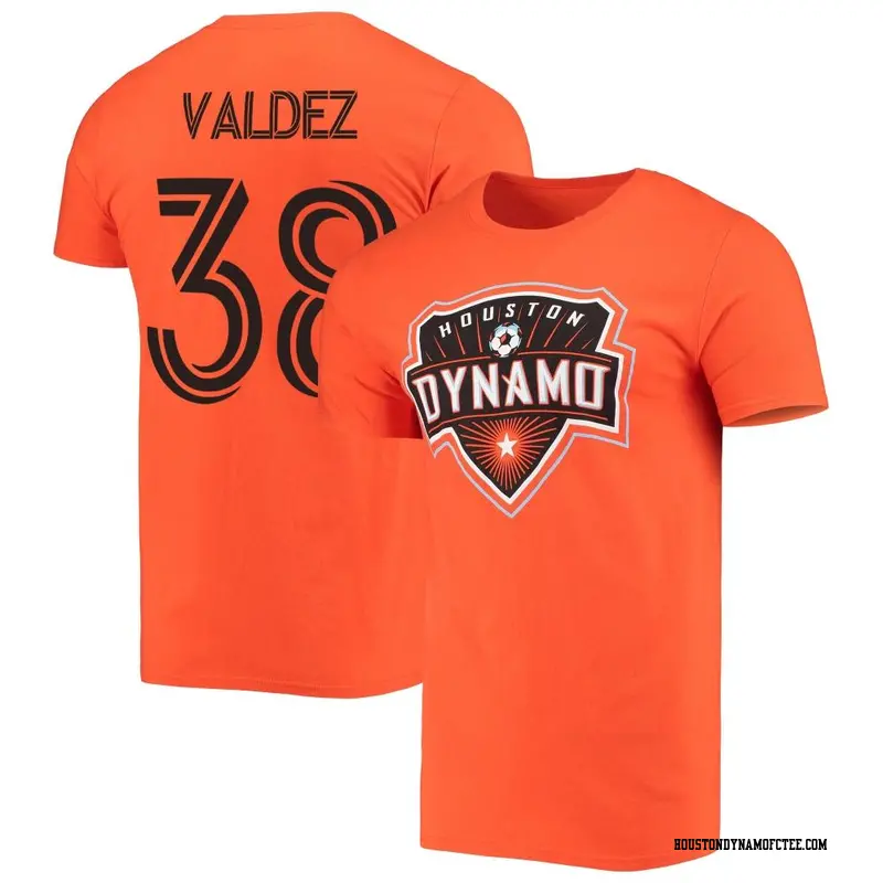 Youth Houston Dynamo FC ＃38 Xavier Valdez Orange Name & Number T-Shirt