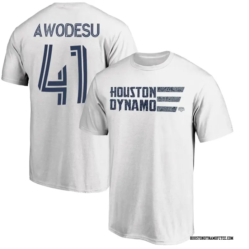 Youth Houston Dynamo FC ＃41 Obafemi Awodesu White Name & Number Americana Patriotic Club T-Shirt